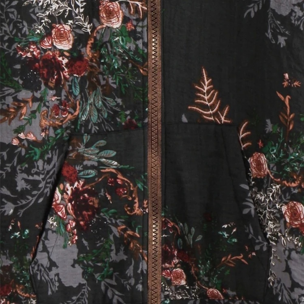 🌠1 left! Sherpa lined floral hoodie - Picture 5 of 9